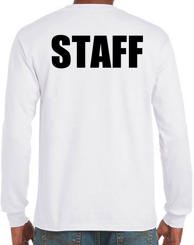 Custom Printed Long Sleeve Staff Shirts back imprint
