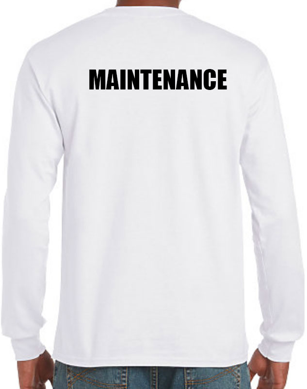 Custom Maintenance Long Sleeve Shirts with back imprint