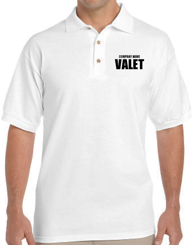 Personalized Valet Polos with front left imprint