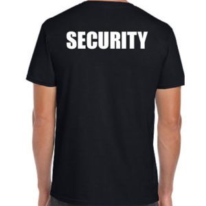 Black Security T-Shirts with White Print
