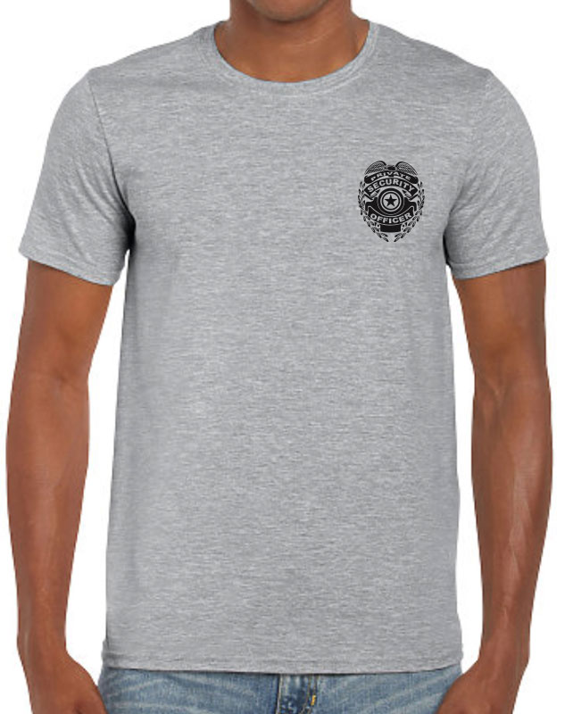 Customized Security Tshirts with Security Badge front left