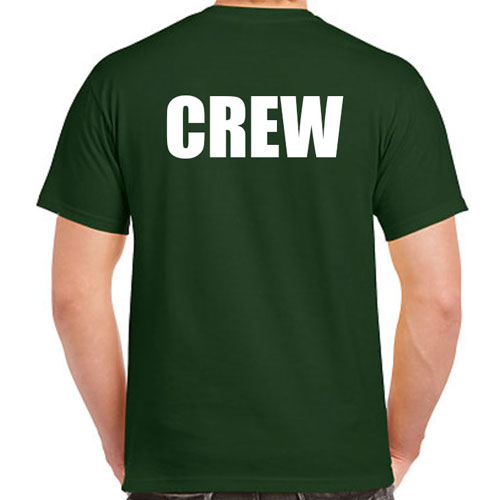 Green Crew shirts - White Imprint