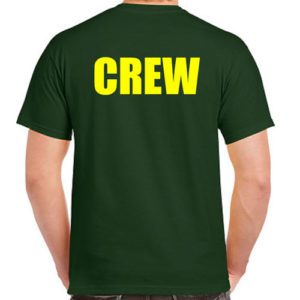 Green Crew shirts- Yellow Imprint