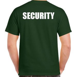 Green Security T-Shirts with White Print