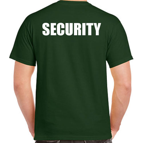 Green Security T-Shirts with White Print