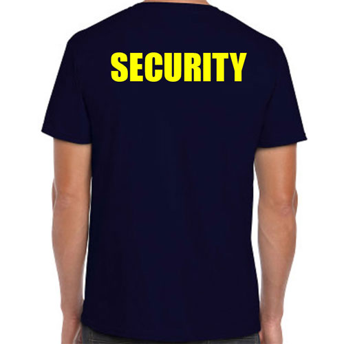 Navy Security T-Shirts with Yellow Print