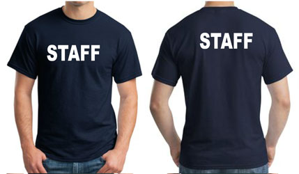 Navy Staff T-Shirts with White Print Navy Staff T-Shirts with White Print