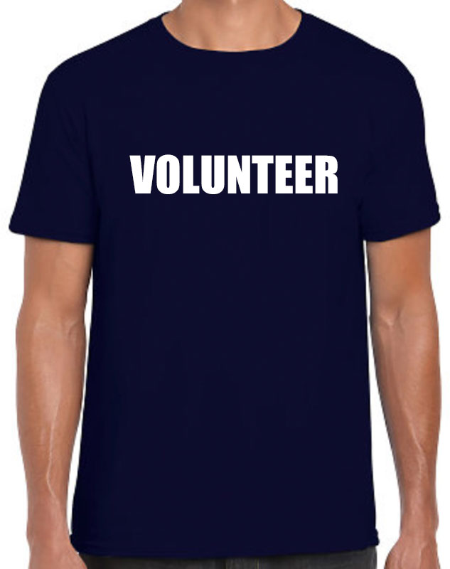 Volunteer shirt- Design By imprint Blue white Tshirt -