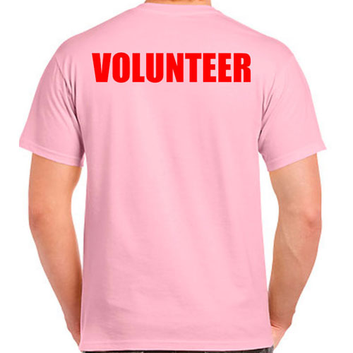 Pink Volunteer Shirts with Red Print