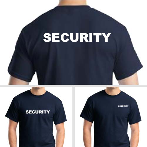 Navy Security TShirts White Imprint Tshirt By Design