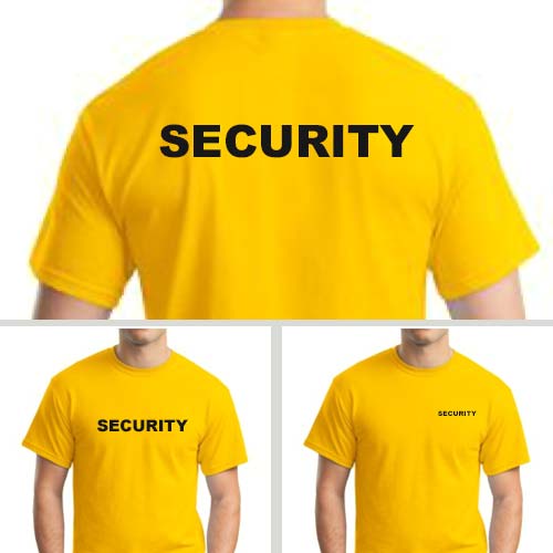 Yellow Security T-Shirts - Black Imprint - Tshirt By Design