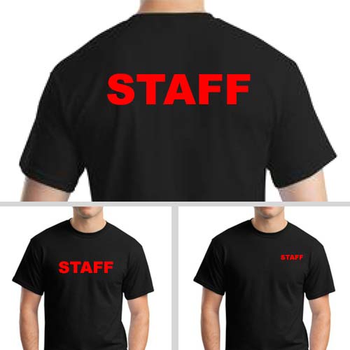 black shirt with red print