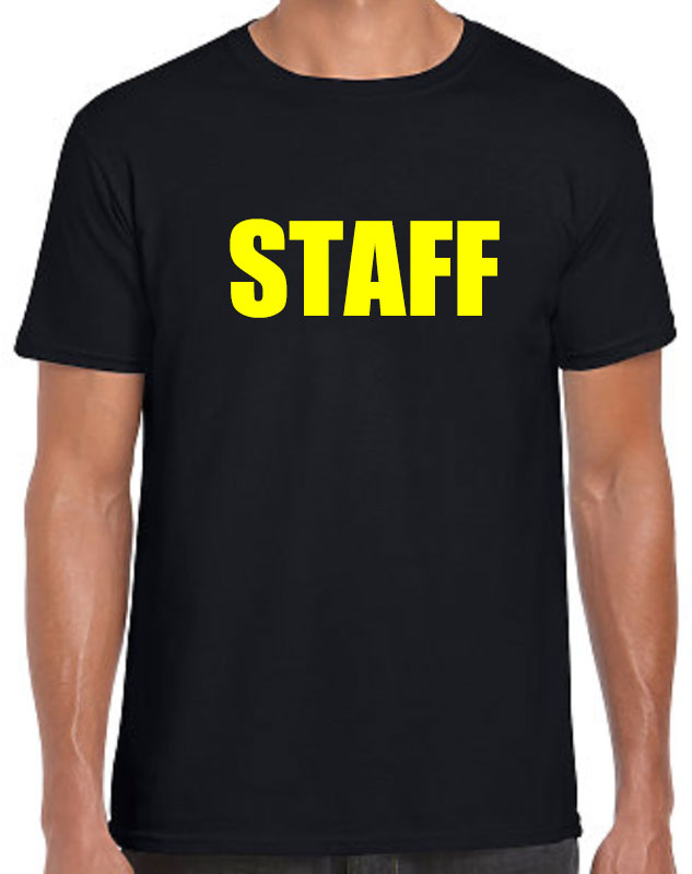 Black Staff t-shirt with yellow imprint - Tshirt By Design