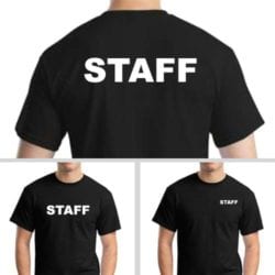 Black Staff t-shirt with white imprint - Tshirt By Design