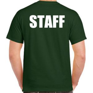 Green Staff T-Shirts with White Print