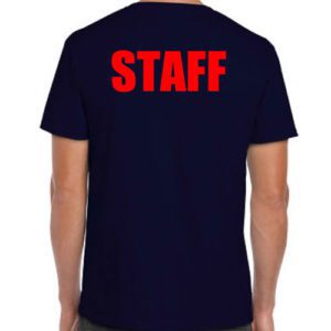 Navy Staff T-Shirts with Red Print