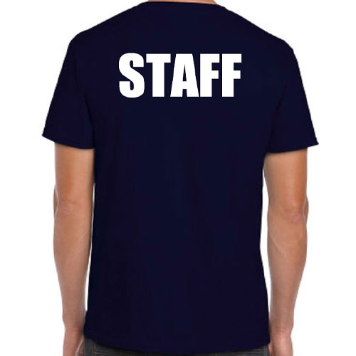 Navy Staff T-Shirts with White Print