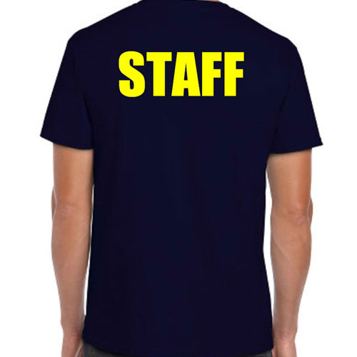 Navy Staff T-Shirts with Yellow Print