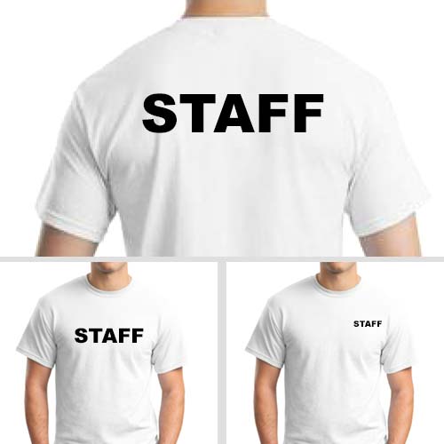 White Staff T-Shirts with Black Print White Staff T-Shirts with Black Print