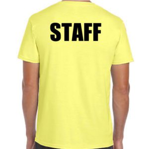 Yellow Staff T-Shirts with Black Print