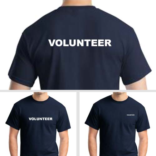 Blue Volunteer shirt- white imprint - Tshirt By Design