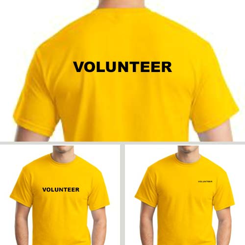 Yellow Volunteer Shirts with Black Imprint