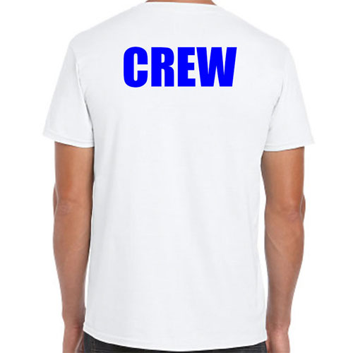 White Crew t-shirt with blue print