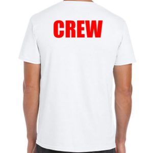 White Crew t-shirt with Red Imprint