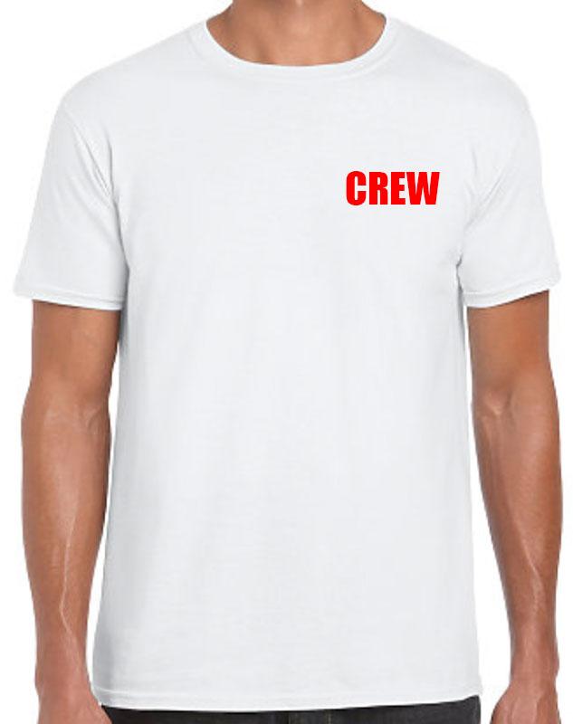 White Crew t-shirt with Red Imprint