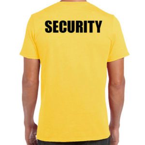 Yellow Security T-Shirts with Black Print