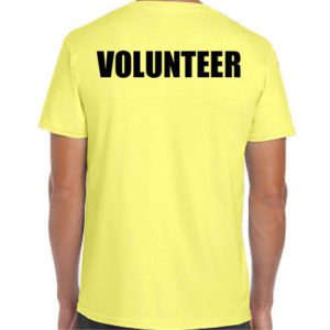 Yellow volunteer shirts with black print