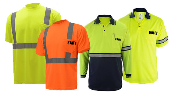 Reflective safety apparel shirts polos