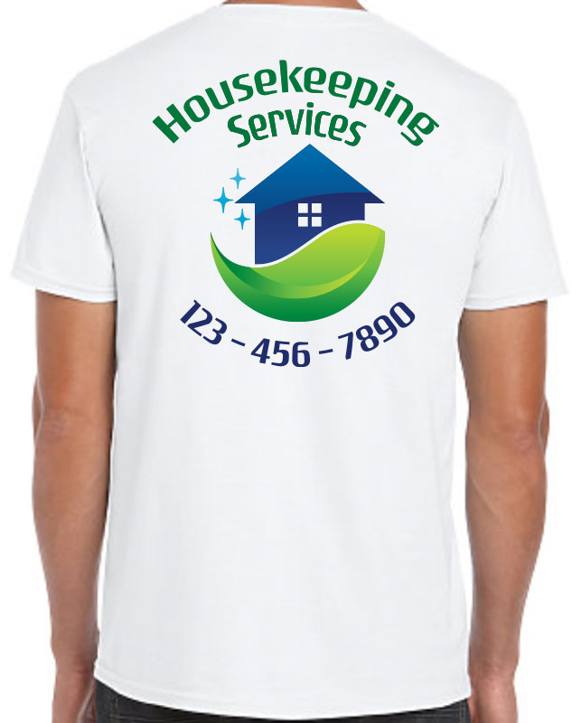 Green Housekeeping Services Uniform back imprint