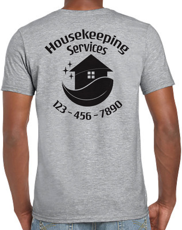 Eco-Friendly Housekeeping Services Uniforms with back imprint