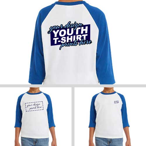 Custom Raglan Youth Shirts Full Color Sports Team Shirts