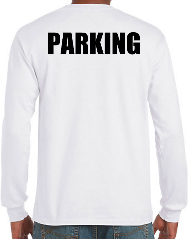 Personalized Long Sleeve Parking Shirts with back imprint