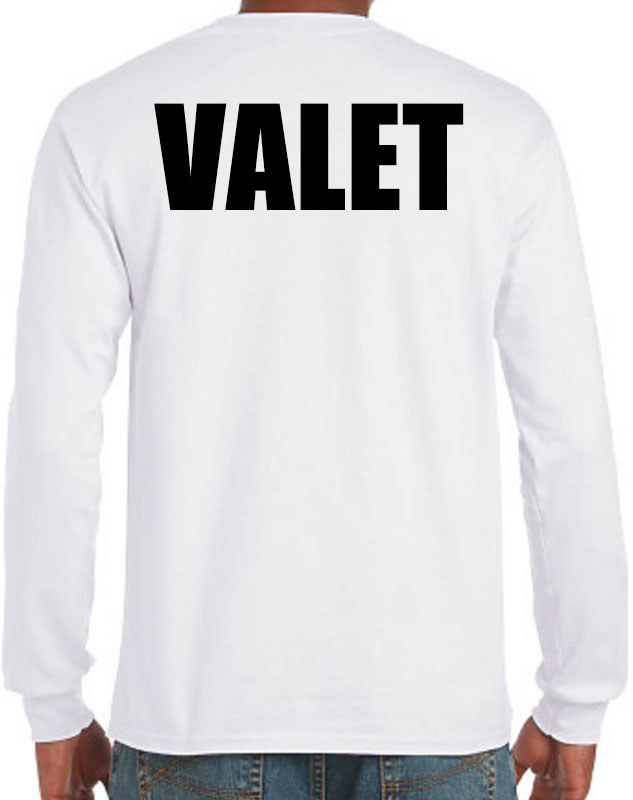 Personalized Long Sleeve Valet Shirts with back imprint