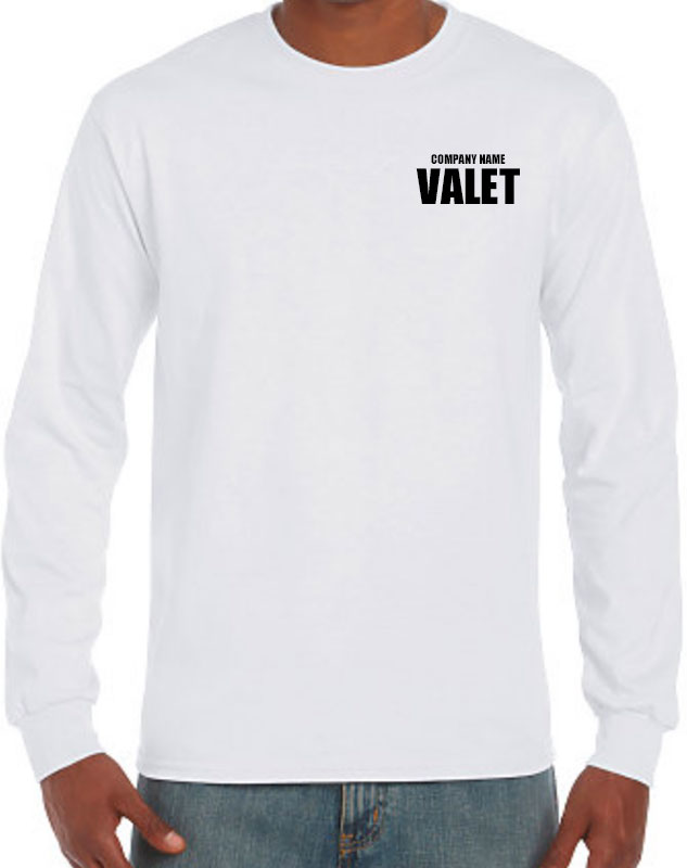 Personalized Long Sleeve Valet Shirts with front left imprint