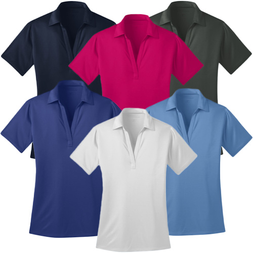 Port Authority Ladies Silk Touch Polo in navy, pink, steel, royal, white and carolina blue