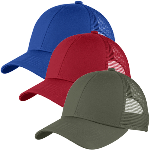 Embroidered Adjustable Mesh Trucker Caps in royal, red and green