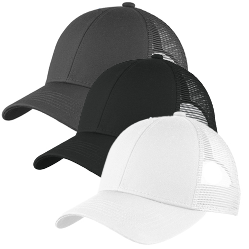 Embroidered Adjustable Mesh Trucker Caps in grey, black and white