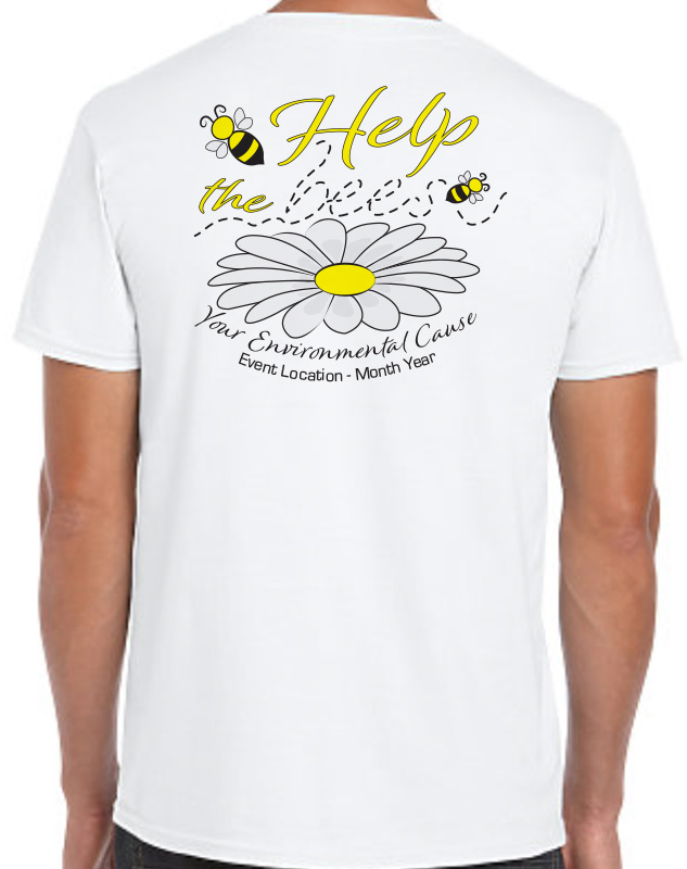 Help The Bees Environmental Cause T-Shirts Back Imprint