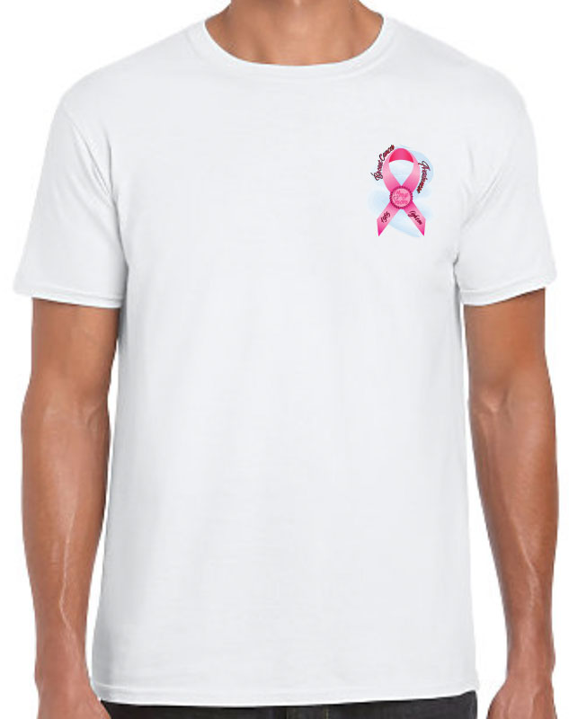 Pink Ribbon Cancer Awareness Shirts Left Imprint
