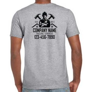 Custom printed construction shirts with company logo for builder crews