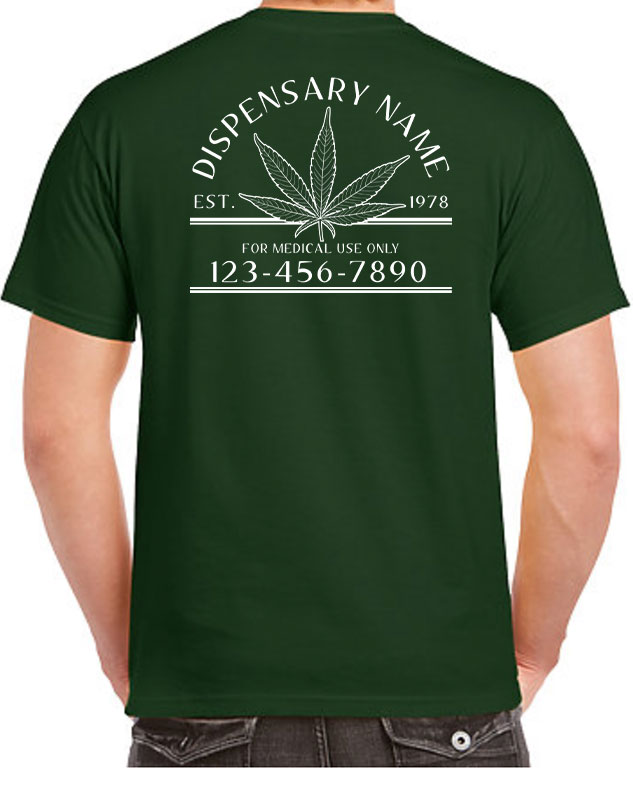 Custom Dispensary Shop Shirts back imprint