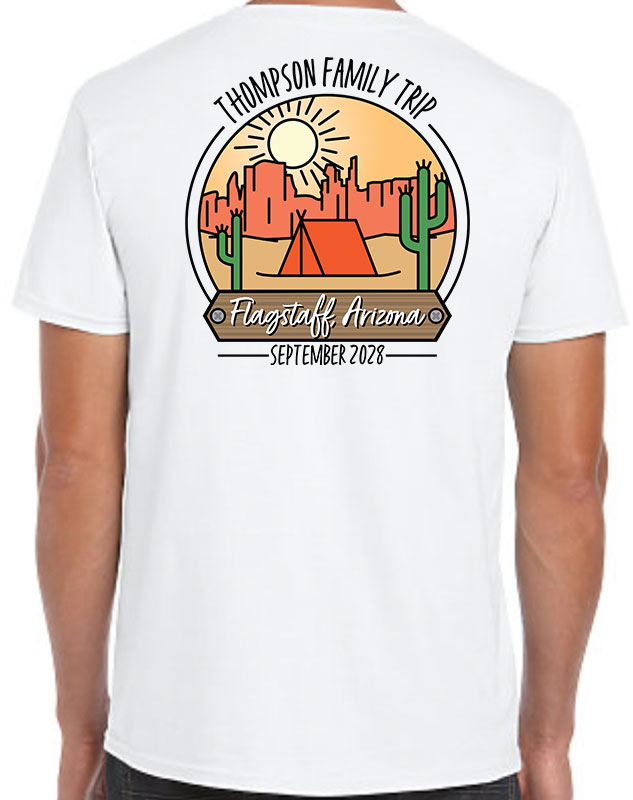 Arizona Desert Vacation Family Shirts with back imprint