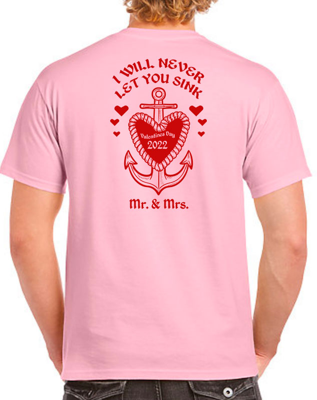 Mr & Mrs Valentines Shirts with back imprint