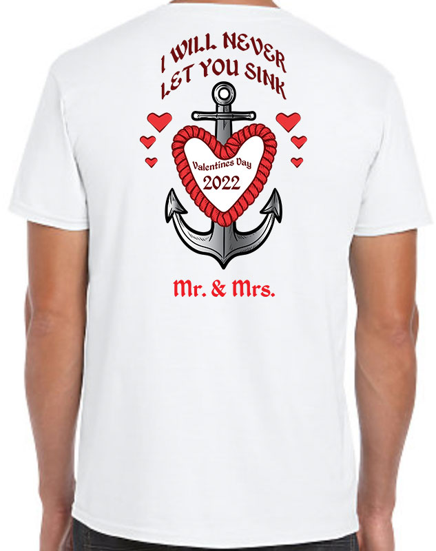 Mr & Mrs Valentines Shirts - Full Color with back imprint