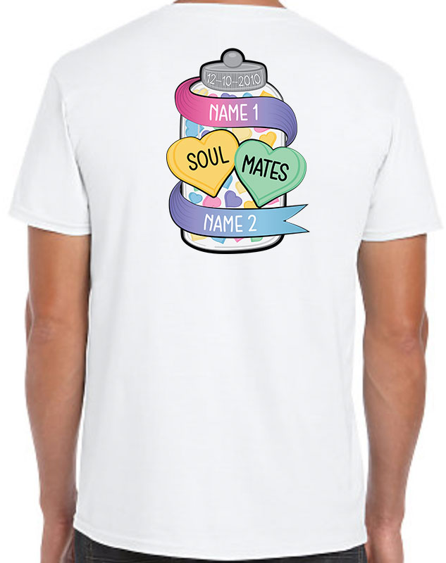 Soulmates Valentines Couple Shirts with back imprint
