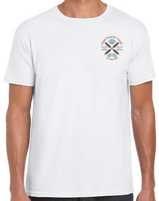 Bakery Cafe Company Shirts with Wheat Logo with front left imprint